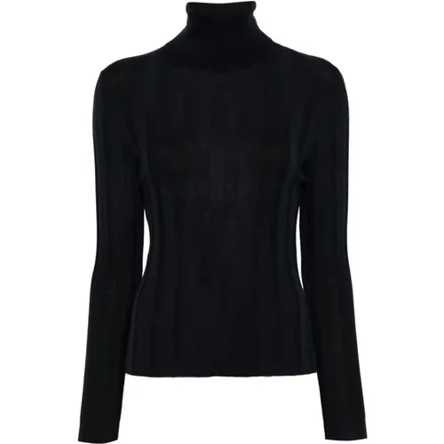 Midnight Blue Wool Turtleneck Sweater , female, Sizes: M, S, L - allude - Modalova