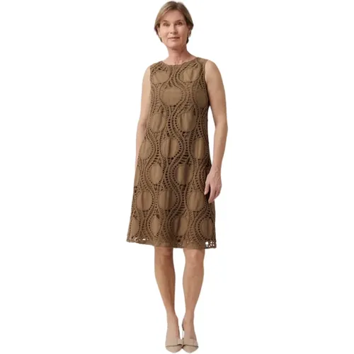 Häkel-Detail ärmelloses Midi-Kleid , Damen, Größe: L - LUISA CERANO - Modalova
