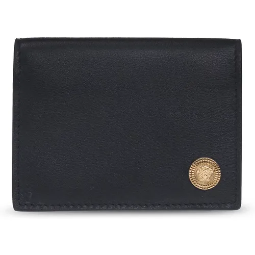 Leather Wallet with Medusa Appliqué , male, Sizes: ONE SIZE - Versace - Modalova