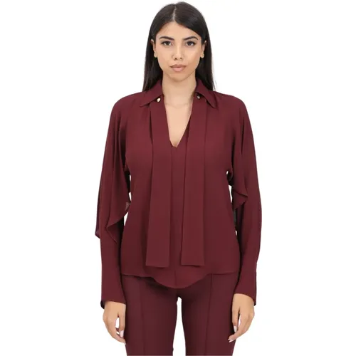 Burgunder Bluse mit Schal , Damen, Größe: XL - Elisabetta Franchi - Modalova