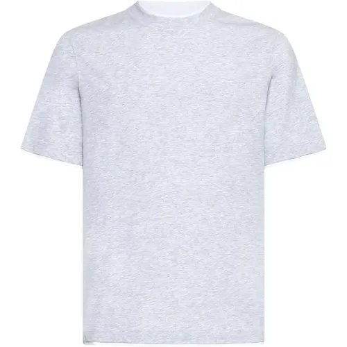 Light Grey Cotton T-shirt Crew Neck , male, Sizes: 2XL, L, XL, M, S - BRUNELLO CUCINELLI - Modalova