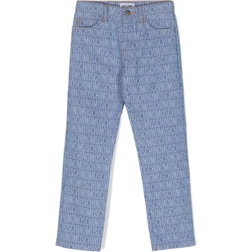 Blaue Kinder Straight Jeans Logo Print - Moschino - Modalova