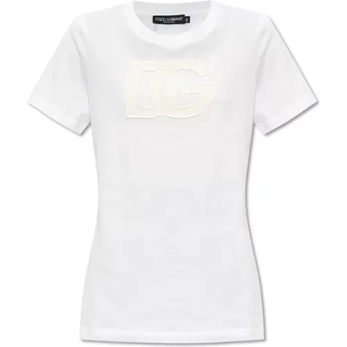 T-Shirt mit Logo , Damen, Größe: L - Dolce & Gabbana - Modalova