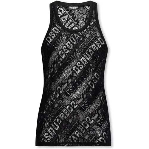 Lace sleeveless T-shirt , male, Sizes: L, M, XL - Dsquared2 - Modalova