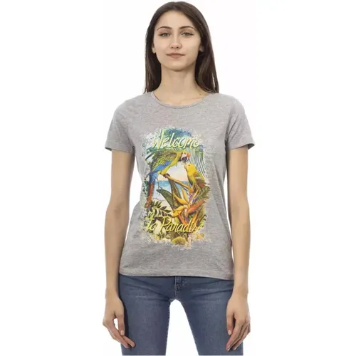 Cotton Short Sleeve T-Shirt with Front Print , female, Sizes: L, XL, S, 2XL, XS, M - Trussardi - Modalova