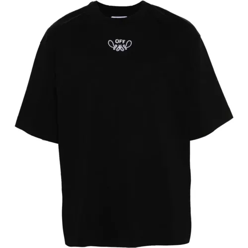 Schwarze Baumwoll Logo Print T-shirts , Herren, Größe: L - Off White - Modalova