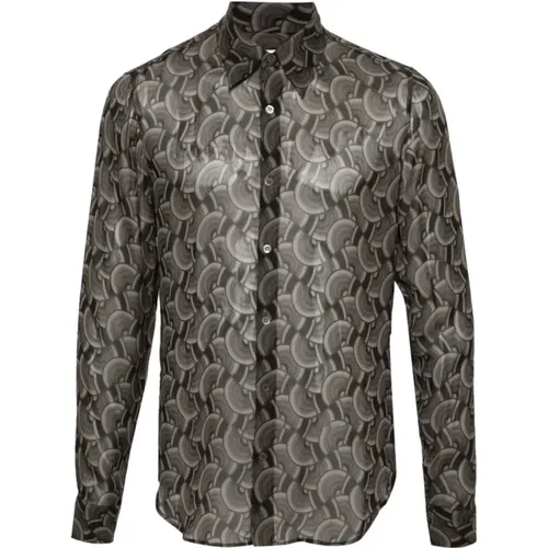 Petrol Silk Shirt Classic Collar , male, Sizes: S - Dries Van Noten - Modalova