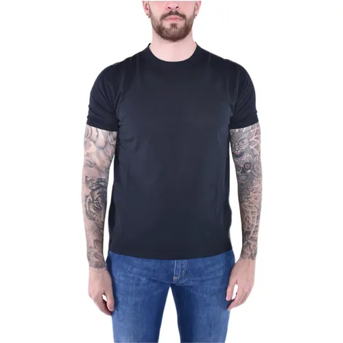 Kurzarm Baumwoll T-shirt Schwarz , Herren, Größe: M - Kangra - Modalova
