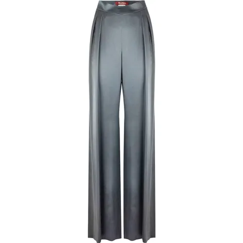 Fluid Wide Leg Grey Trousers , female, Sizes: XS - Max Mara Studio - Modalova