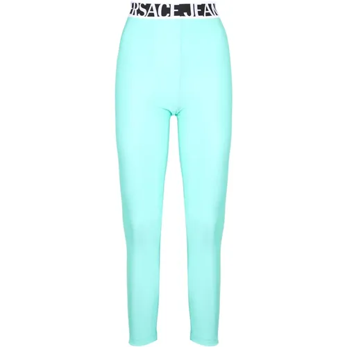 Wermelonen Leggings, Hohe Taille, Logo-Einsatz, Größe 40 - Versace Jeans Couture - Modalova