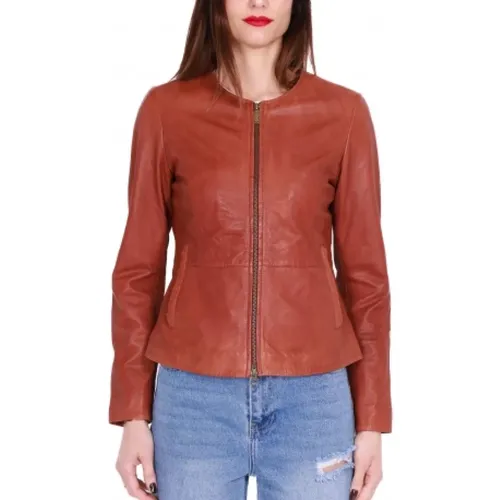 Short Spring Leather Jacket , female, Sizes: L - BomBoogie - Modalova