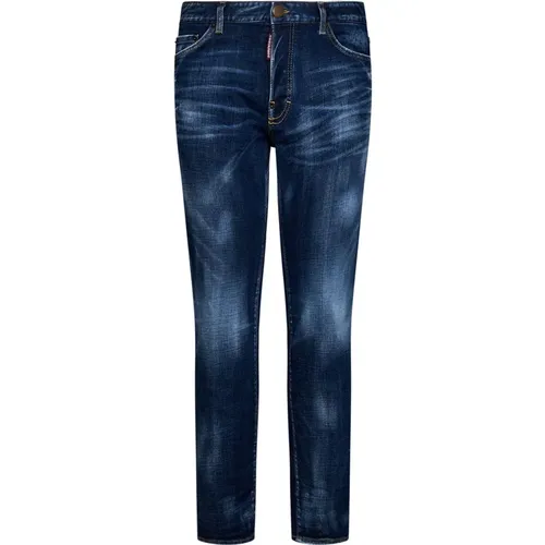Slim-fit Blaue Jeans mit Einzigartigen Details , Herren, Größe: 3XL - Dsquared2 - Modalova