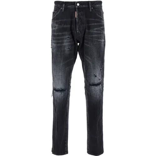 Schwarze Ripped Jeans Regular Fit , Herren, Größe: 2XL - Dsquared2 - Modalova