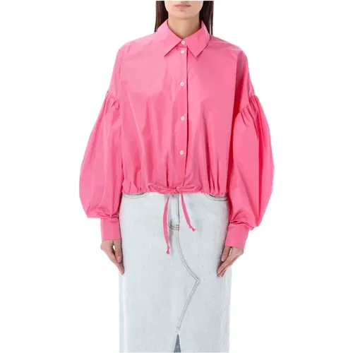 Rosa Ballonärmel Shirt , Damen, Größe: 2XS - Msgm - Modalova
