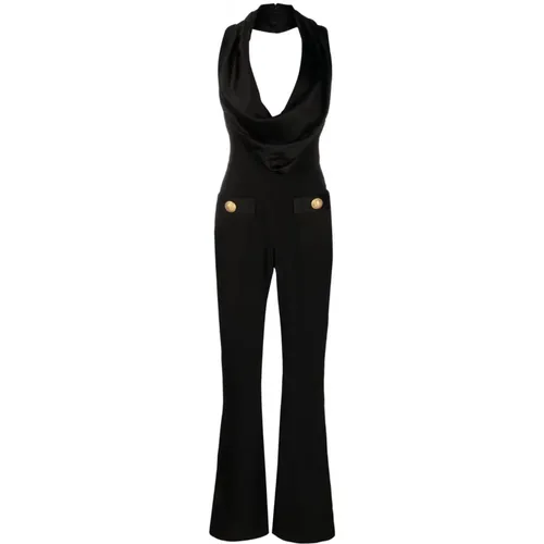 Off-Shoulder Sleeveless Jumpsuit , female, Sizes: M - Balmain - Modalova