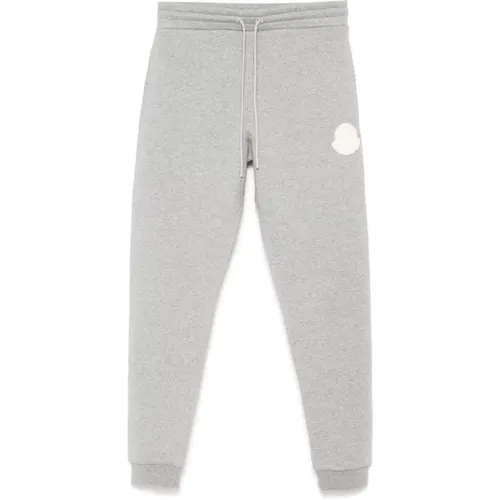 Cuffed Cotton Joggers in Grey , male, Sizes: L - Moncler - Modalova