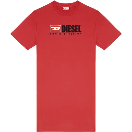T-Shirtkleid mit Logo , Damen, Größe: 2XS - Diesel - Modalova