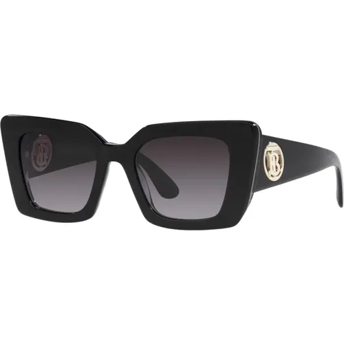 Schwarze/Grau getönte Sonnenbrille , Damen, Größe: 51 MM - Burberry - Modalova