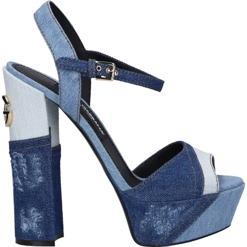 Patchwork Denim Platform Sandals , female, Sizes: 3 1/2 UK - Dolce & Gabbana - Modalova