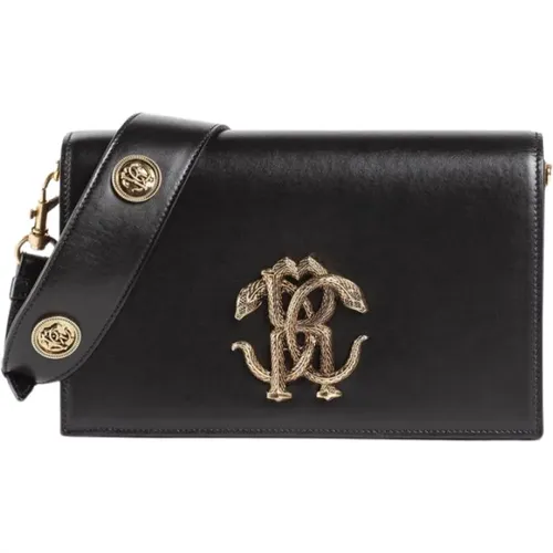 Embellished Strap Shoulder Bag with Mirror Snake Motif , female, Sizes: ONE SIZE - Roberto Cavalli - Modalova