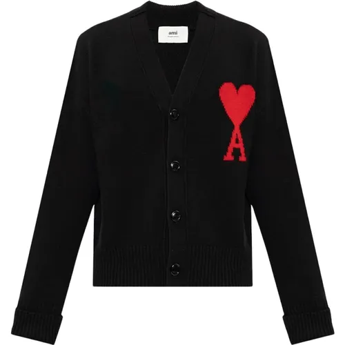 Cardigan mit Logo , Herren, Größe: S - Ami Paris - Modalova