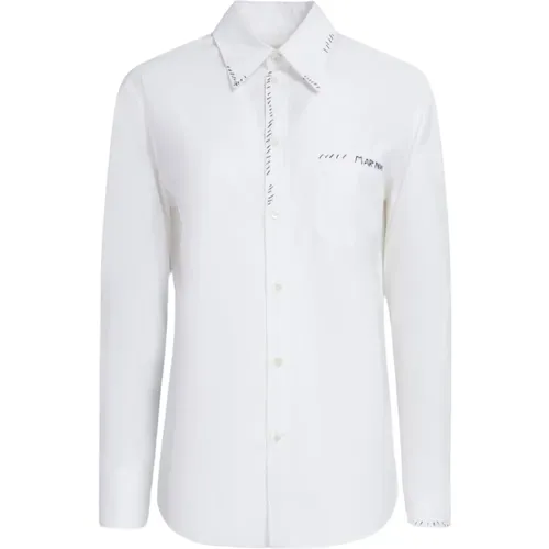 Poplin shirt with mending , female, Sizes: XS, S, 2XS - Marni - Modalova