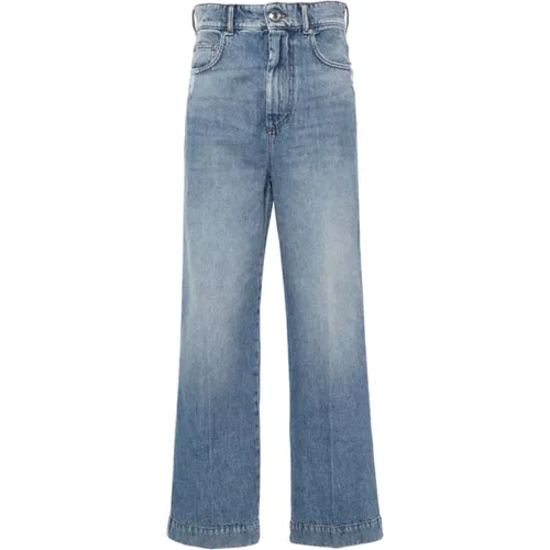 High-Waist Blaue Jeans Klassisches Design,Blaue High-Waisted Cropped Denim Hose - SPORTMAX - Modalova