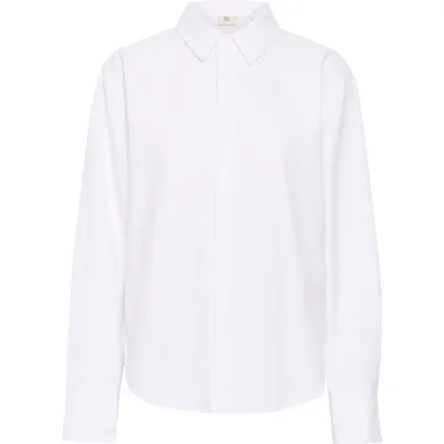 Kurze weiße Bluse mit Kragen und Knopfverschluss , Damen, Größe: XL - Lounge Nine - Modalova
