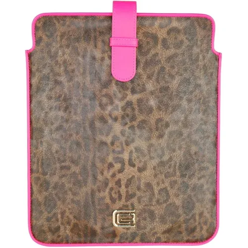 Leather Tablet Case with Leopard Print and Metallic Logo , female, Sizes: ONE SIZE - Cavalli Class - Modalova