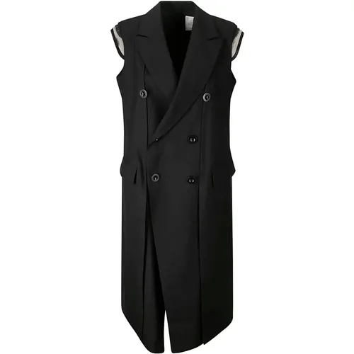 Double-Breasted Sleeveless Vest Jacket , female, Sizes: S, M - Sacai - Modalova