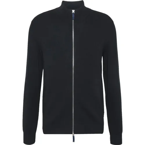 Blauer Zip-Cardigan mit hohem Kragen , Herren, Größe: L - Emporio Armani - Modalova