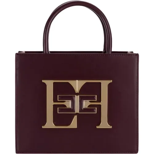 Burgundy Handbag with Golden Details , female, Sizes: ONE SIZE - Elisabetta Franchi - Modalova