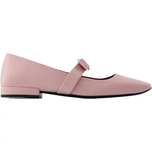 Rosa Leder Ballerinas , Damen, Größe: 39 EU - Versace - Modalova