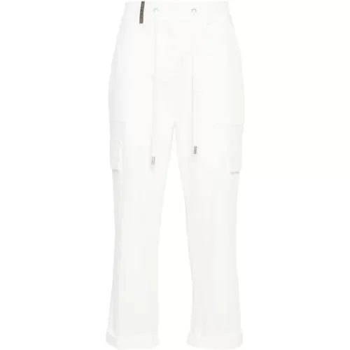 Cropped Trousers Elasticized Design , female, Sizes: XS, M - PESERICO - Modalova