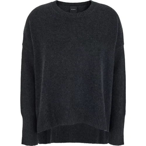 Dunkelgrauer Crewneck Cashmere Pullover , Damen, Größe: M - Plain Units - Modalova