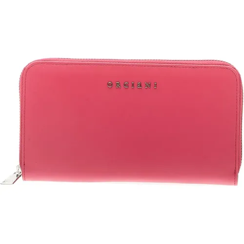 Fuchsia Leather Full Zip Wallet , female, Sizes: ONE SIZE - Orciani - Modalova