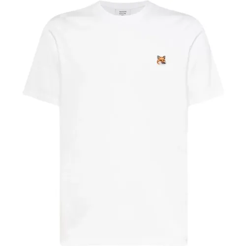 Premium Cotton Crew Neck Logo T-Shirt , Herren, Größe: M - Maison Kitsuné - Modalova