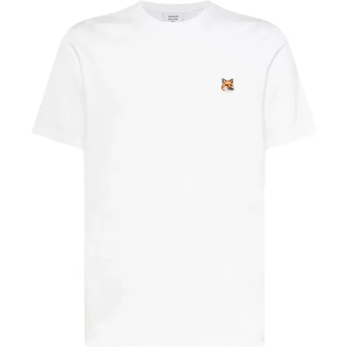 Premium Cotton Crew Neck Logo T-Shirt , Herren, Größe: S - Maison Kitsuné - Modalova