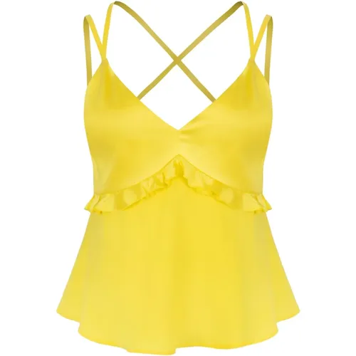 Lemon Ruffle Silk Top , female, Sizes: L, S, XS, M - Jaaf - Modalova