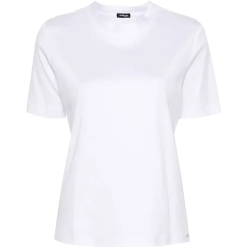 Baumwoll-Jersey Rundhals-Shirt , Damen, Größe: L - Kiton - Modalova