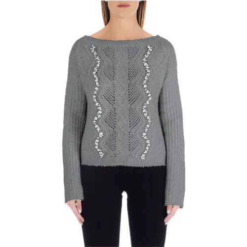 Elegant and Glamorous Women Sweater with Jewel Applications , female, Sizes: L - Liu Jo - Modalova