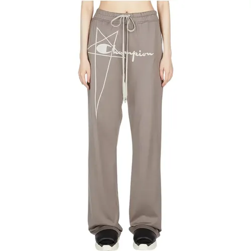 Logo Bestickte Baumwoll-Track Pants , Damen, Größe: M - Rick Owens - Modalova