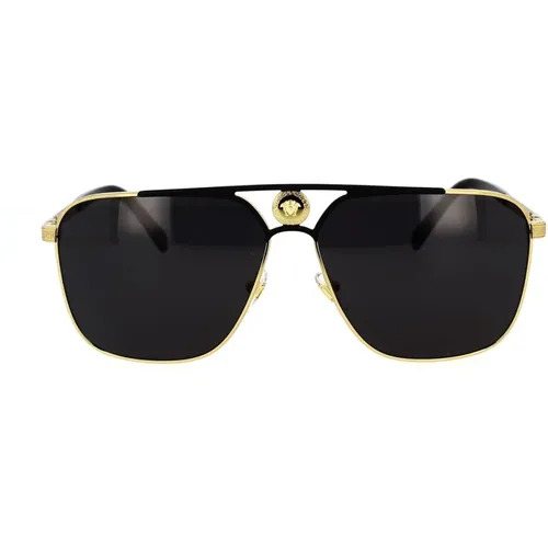 Rechteckige Metall Sonnenbrille Ve2238 - Versace - Modalova