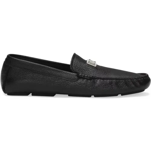 Logo Moccasins with Golden Plaque , male, Sizes: 11 UK, 7 1/2 UK, 10 UK, 7 UK, 8 1/2 UK, 8 UK, 10 1/2 UK, 9 1/2 UK, 6 1/2 UK, 9 UK, 6 UK - Dolce & Gabbana - Modalova