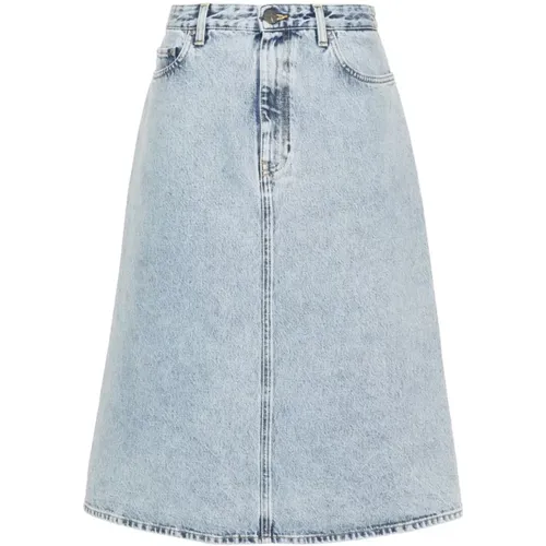 Denim Midi Rock , Damen, Größe: M - TotêMe - Modalova