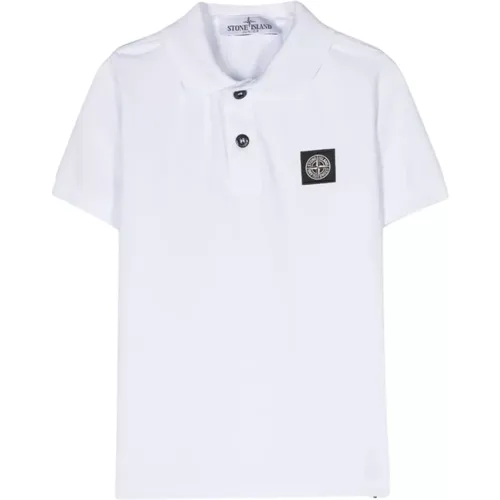 Weißes Polo-Shirt mit Compass-Patch - Stone Island - Modalova