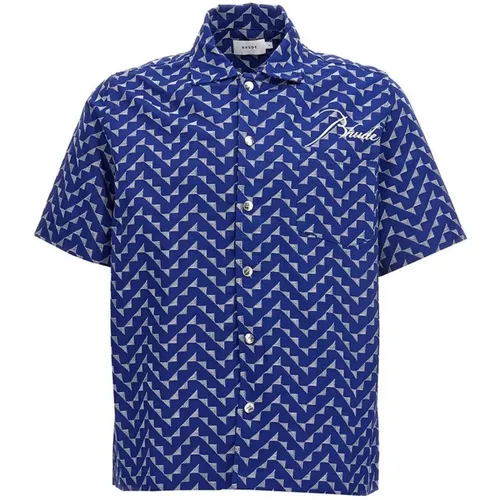 Marineblau Logo Strandhemd Rhude - Rhude - Modalova