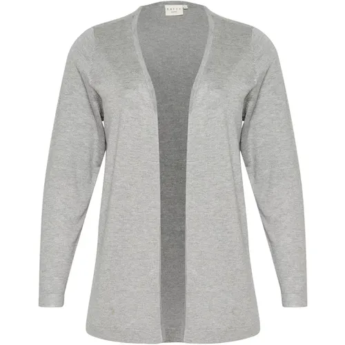 Grau Melange Offene Strickjacke , Damen, Größe: M - Kaffe Curve - Modalova