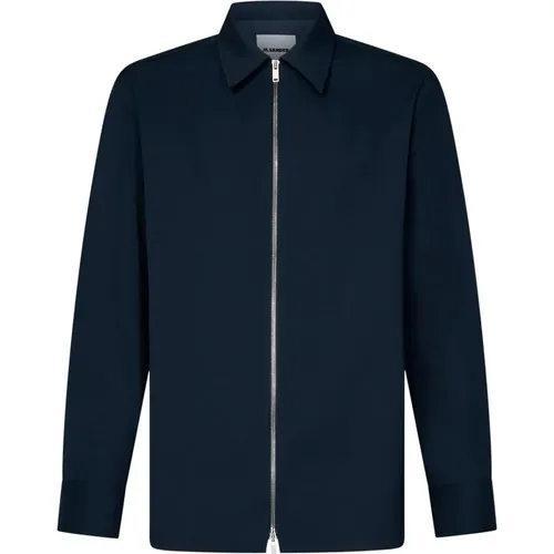 Navy Shirt Jacket , male, Sizes: M, XL - Jil Sander - Modalova