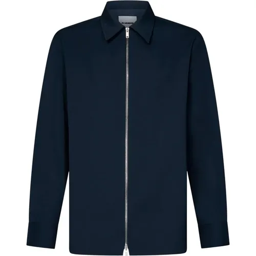 Navy Shirt Jacket , male, Sizes: XL, L - Jil Sander - Modalova